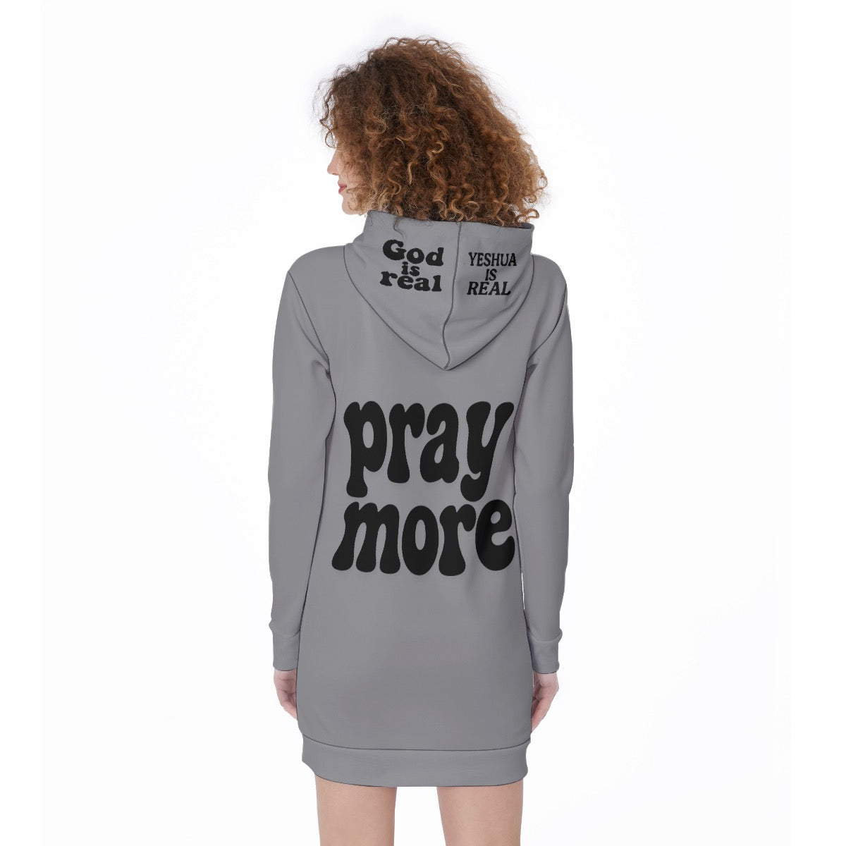 ML Faith Based Be Childlike Pray More God is Real Yeshua is Real Women's Long Hoodie