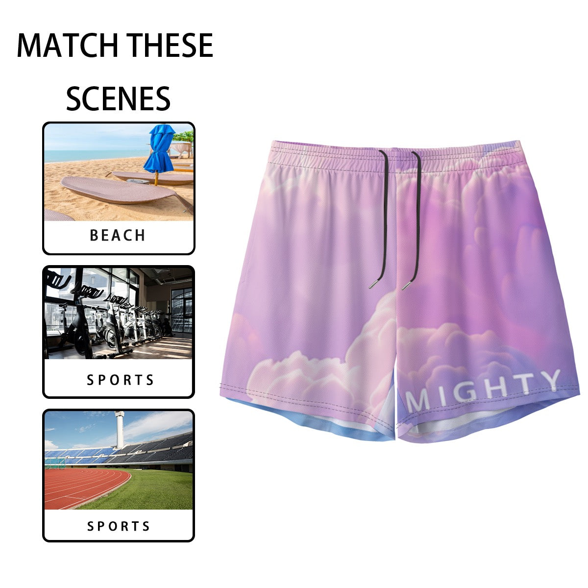 Mighty Clouds Basketball Shorts with Pockets – Breathable Gym & Training Shorts, Unisex Athletic Streetwear, Lightweight Sports Shorts
