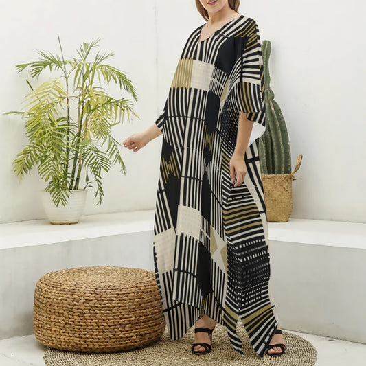 Amani Lineage Muumuu Abaya – Women’s Luxury Moo Moo Kaftan Dress, Silky V-Neck Lounge & Beach Maxi Muu Muu