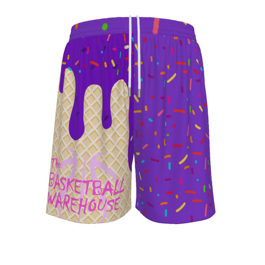 Custom Basketball Warehouse Grape Purple Ice Cream Drip Men's Mesh Basketball Shorts