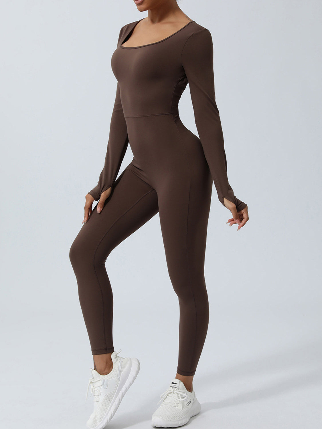 Slimming Twisted Backless Long Sleeve Jumpsuit