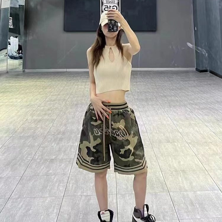 Camo Loose five point casual basketball sports pants