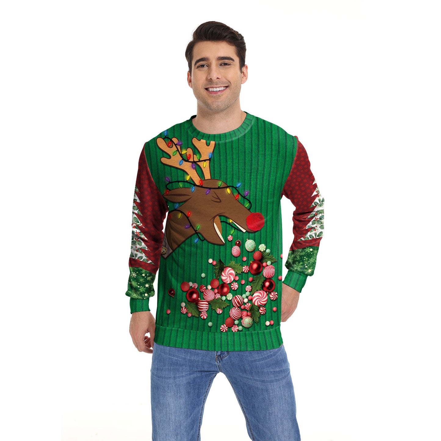 Ugly Sweater For Christmas Party Holiday Party Sweater reindeer round neck hoodie
