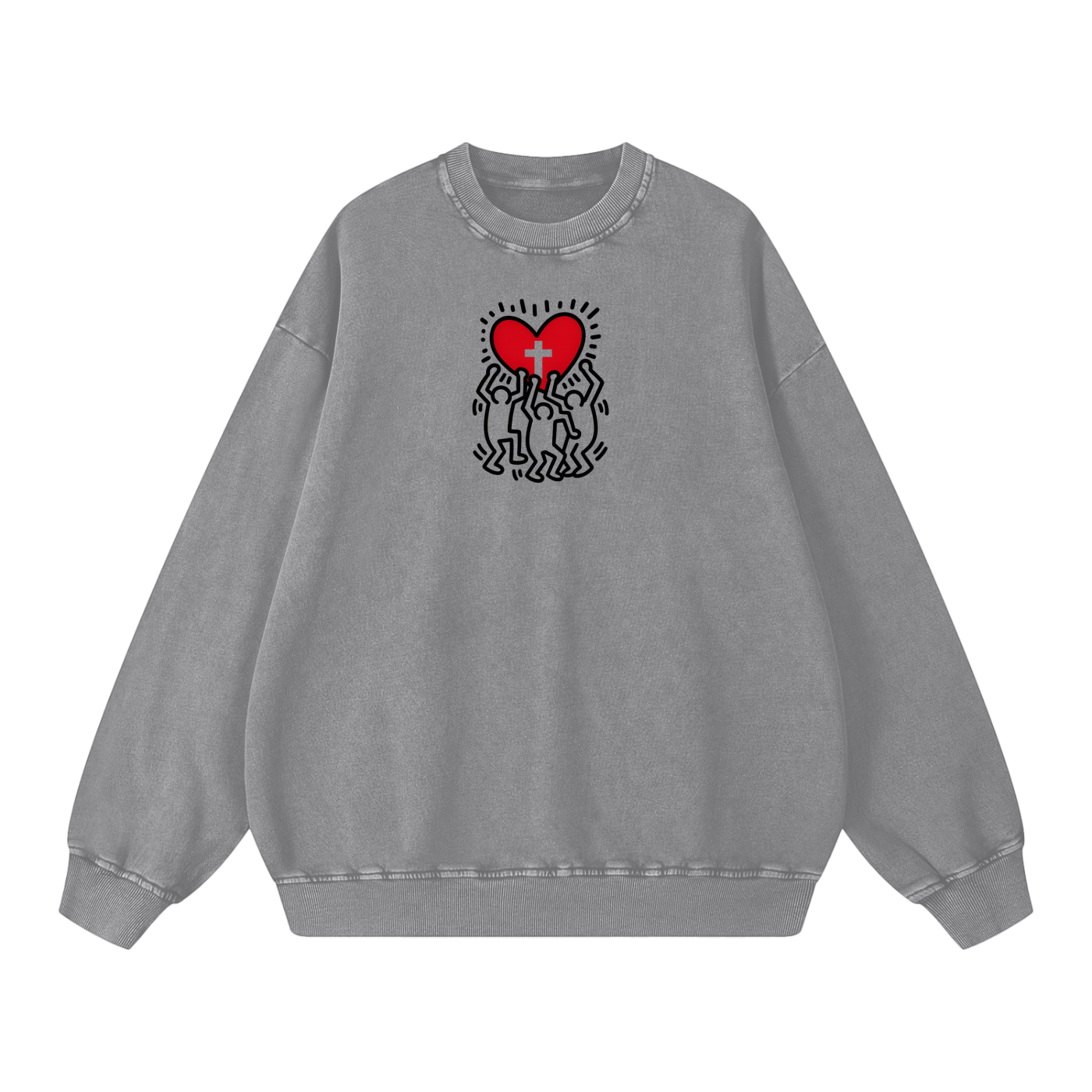 Hearts Above Inspired by Artistry of R H. Acid Wash Oversize Sweatshirt