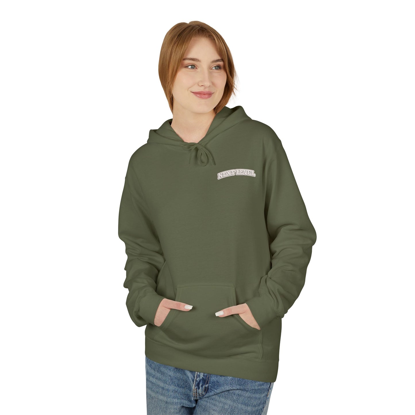 Majestic Vertical Text Hoodie — Minimal White Graphic Pullover Christian Hoodie Godly Hoodie Sports Hoodie Mighty Lifestyle Hoodie