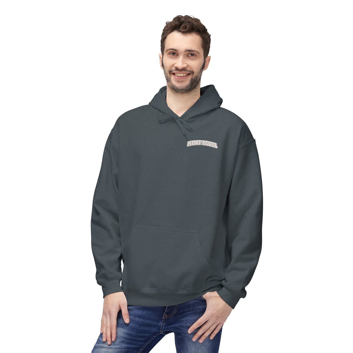 Majestic Vertical Text Hoodie — Minimal White Graphic Pullover Christian Hoodie Godly Hoodie Sports Hoodie Mighty Lifestyle Hoodie