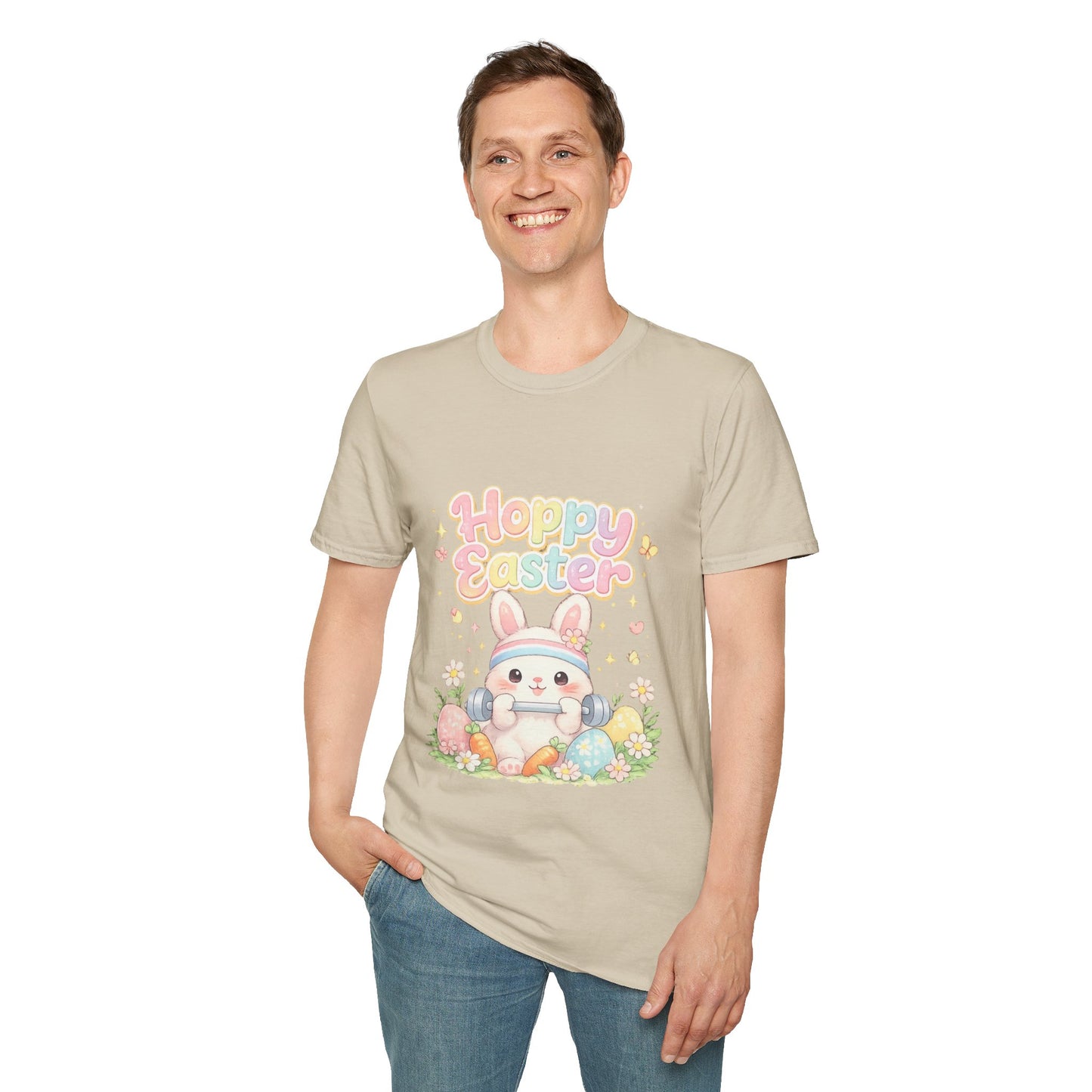 Happy Easter Bunny Graphic Tee – Cute Pastel Easter Shirt for Women, Spring Holiday Outfit, Easter Egg Hunt Shirt