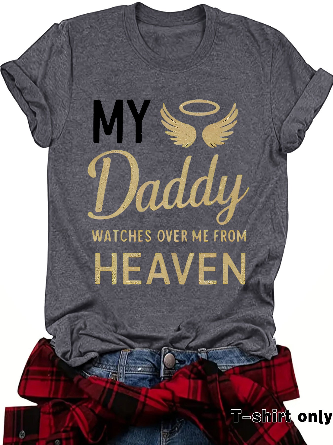 T-shirt print MY Daddy HEAVEN Memorial Shirt for Father Gone but Not Forgotten Shirt