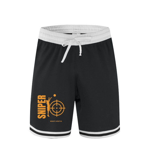 Sniper Sharp Shooter Stripe Trim Zip Pocket Basketball Mesh Shorts | Basketball Shorts Mighty Lifestyle Sniper Sharp Shooter