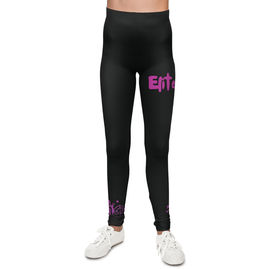 Fuchsia and Black BW Basketball Youth Elite Different Leggings - Stylish Activewear for Confidence and Individuality