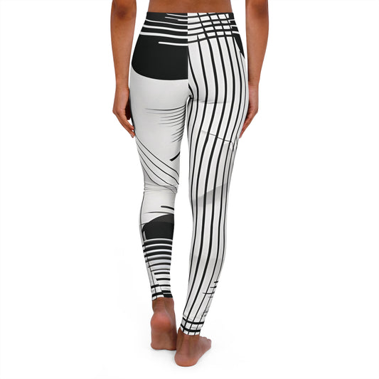 BW Gray White Black Leggings  Women Spandex Leggings - Bold Geometric Design