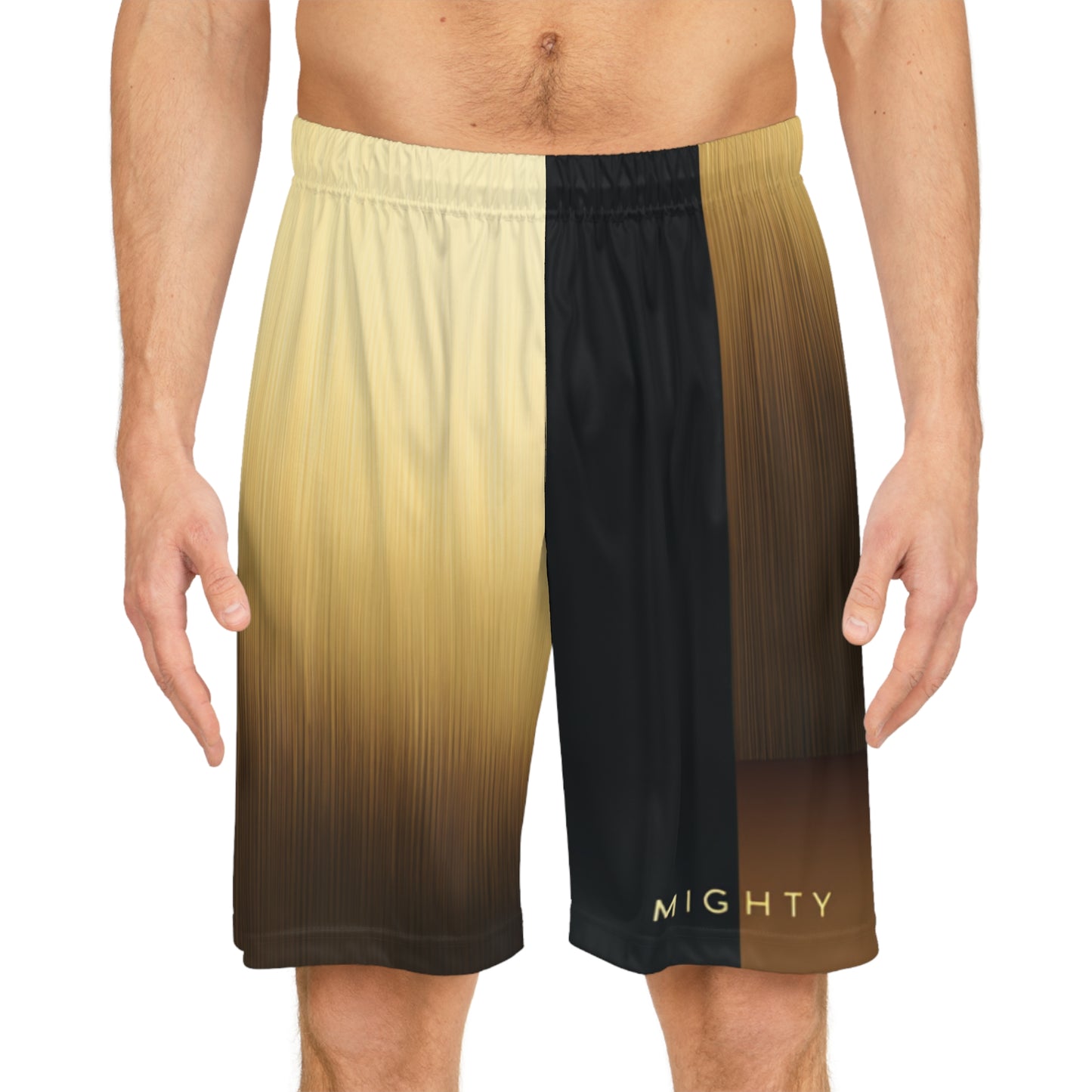 Gradient Gold & Black Basketball Shorts — Retro Two-Tone Athletic Shorts