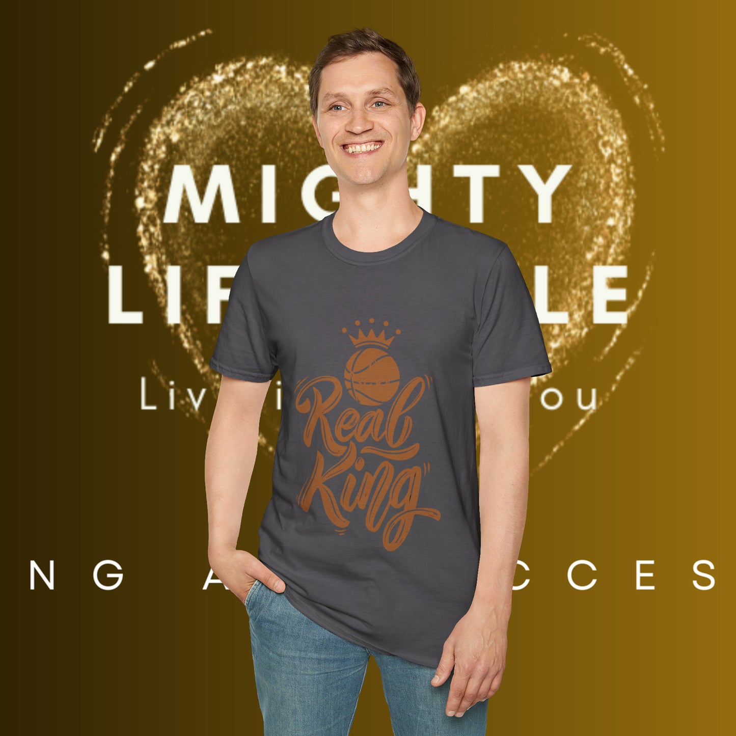 Real King | Basketball Shirt | Men’s Basketball King Shirt | Sports Shirt | Baller Shirt | Mighty Lifestyle |  Softstyle T-Shirt