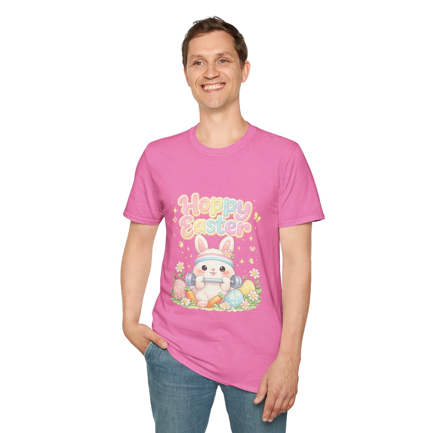 Happy Easter Bunny Graphic Tee – Cute Pastel Easter Shirt for Women, Spring Holiday Outfit, Easter Egg Hunt Shirt