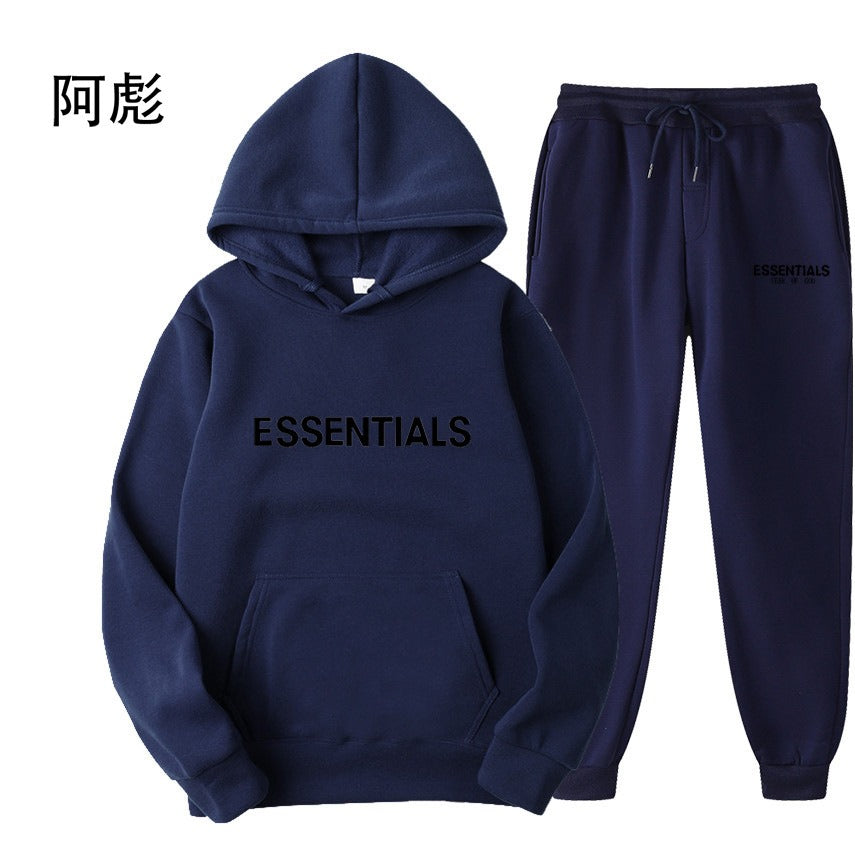 TikTok Viral Essentials-Style Hoodie Set – Oversized Streetwear Sweatsuit for Men & Women | High-Quality Pullover + Sweatpants Tracksuit ESSENTIALS couple suit sweatshirt men and women double line high street fashion brand autumn and winter two-piece suit