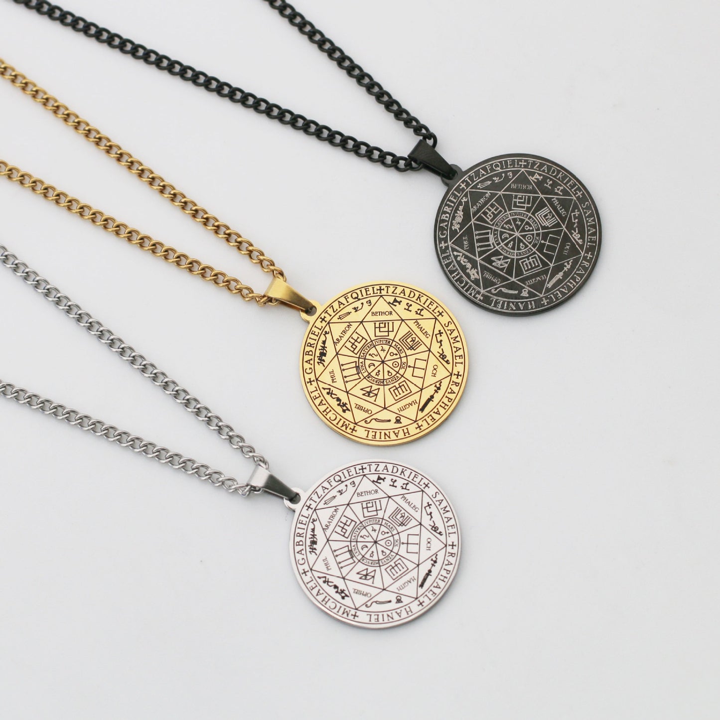 Seven Angels Stainless Steel Necklace | Magic Circle Pendant Accessories Men's Necklace Solomon jewelry
