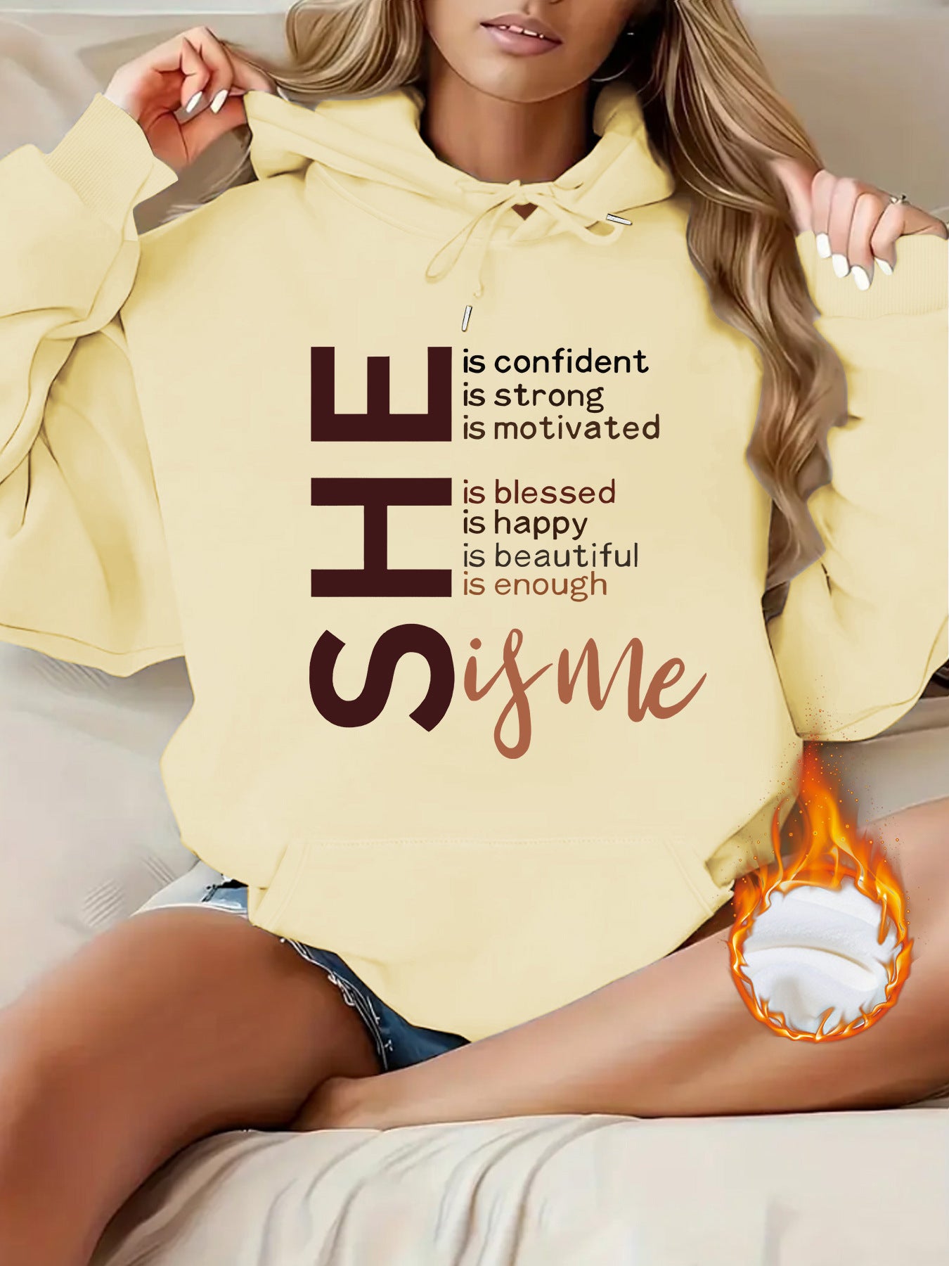 She Affirmations for Teen Girls  and Women Top hoodie letter pattern “Hype Yourself Up” Type of Hoodie