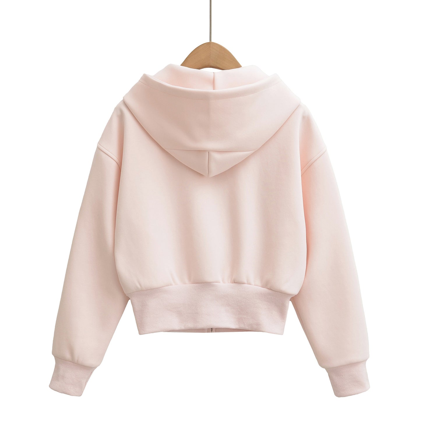 Luxury Minimalist Hooded Zipper Short Hoodie Jacket – Chic Commute Patchwork Long Sleeve Pullover for Women | Solid Color Casual Streetwear