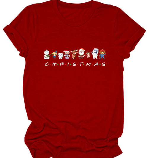 Geometric Christmas T-Shirt for Men & Women – Round Neck Short Sleeve Holiday Graphic Tee, Loose Fit Casual Unisex Cotton Top