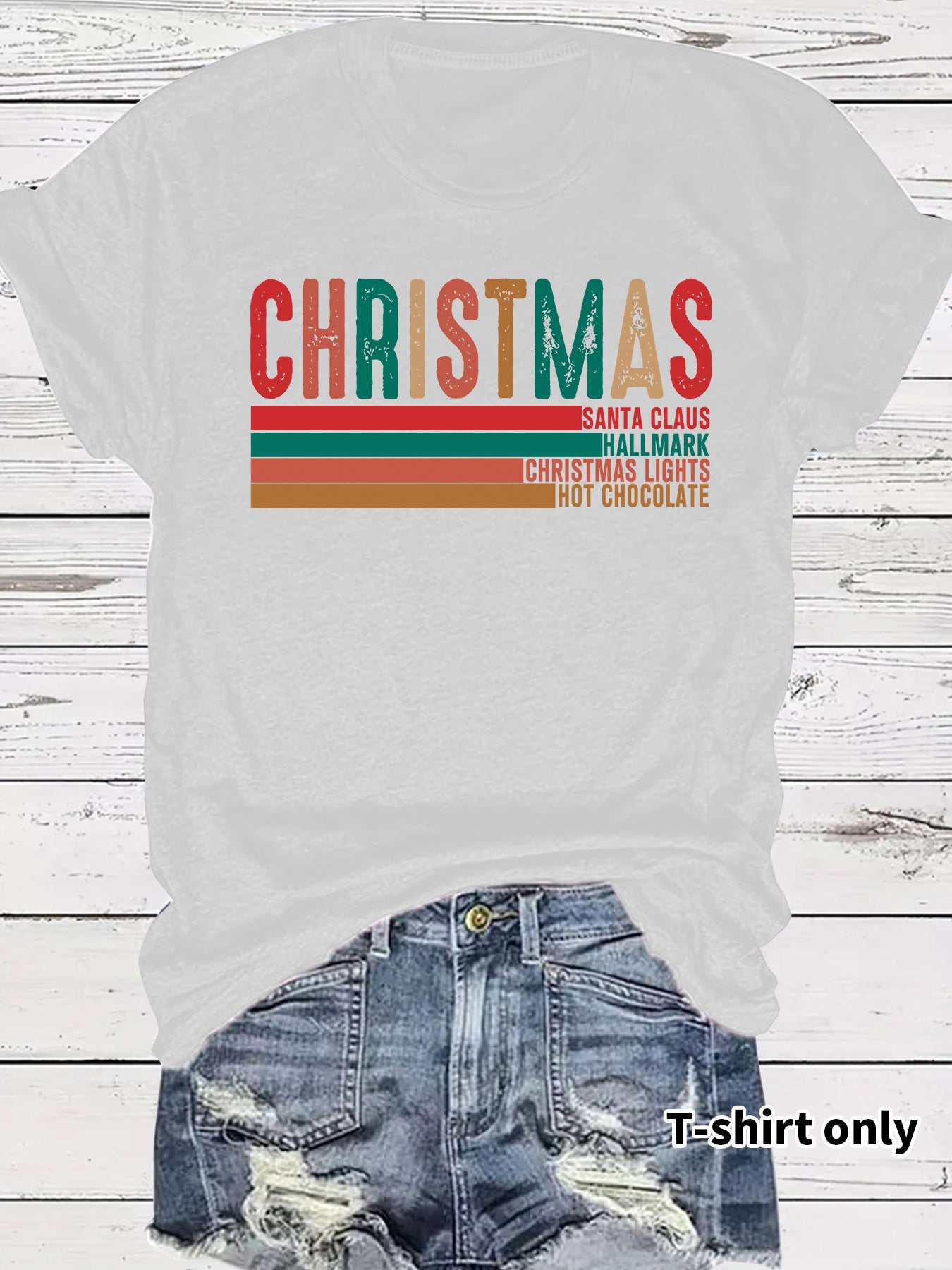 Christmas Streetwear Graphic T-Shirt for Men & Women – Loose Fit Short Sleeve Holiday Tee, Festive Letter Print Casual Round Neck Christmas Outfit Top Christmas Party Tee