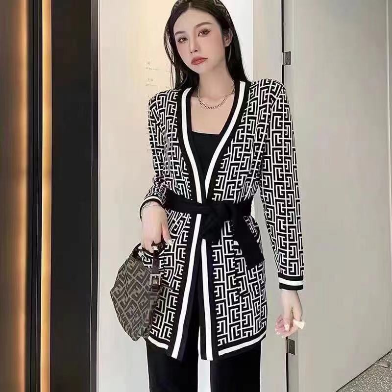 Vivian Russe Rules Vintage Elegant Sweater Cardigan Women Lace Up High Street Long Sleeve Top Knitted Outwear Coats Traf Clothes Pull Femme Autumn