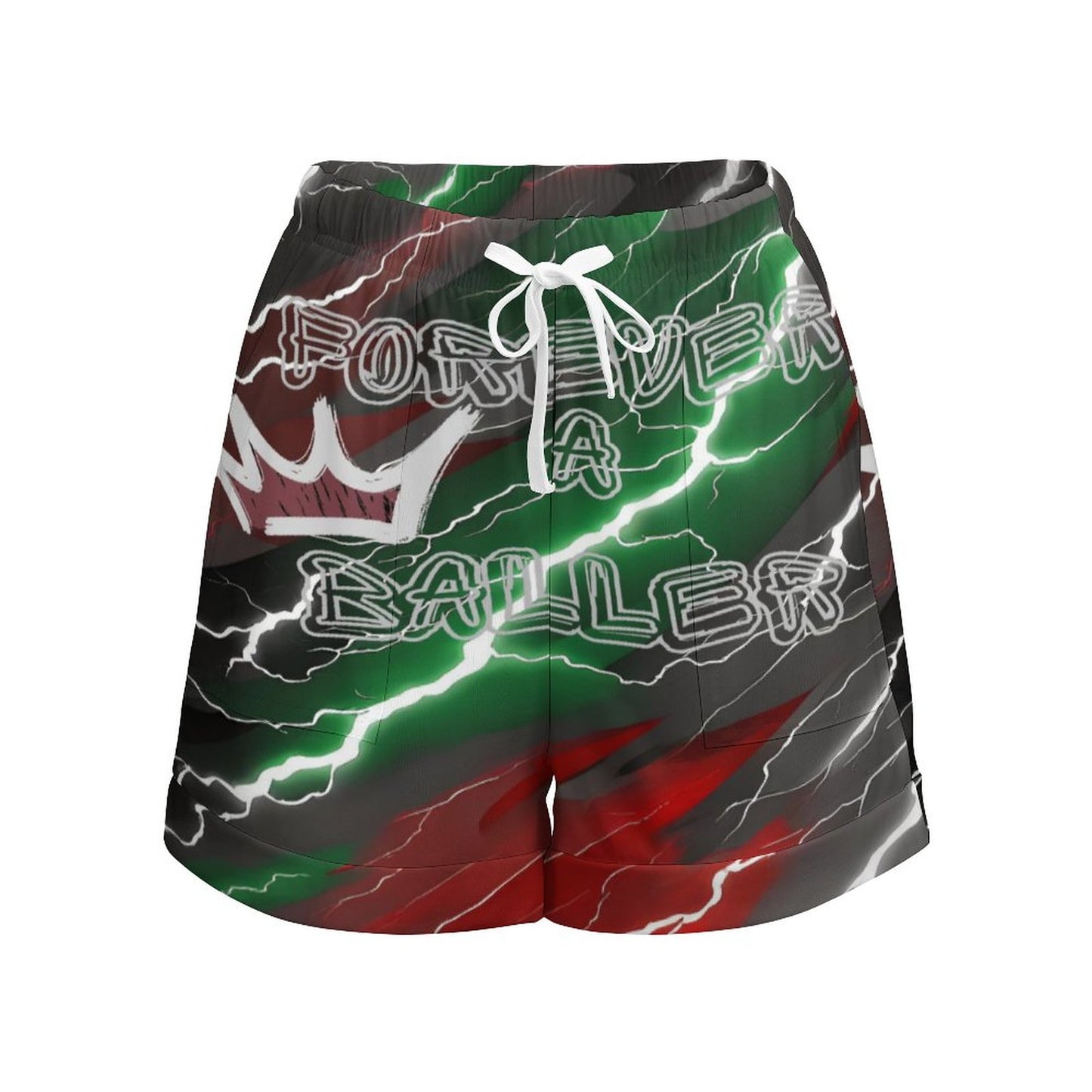Forever a Baller Lightning Basketball Shorts, Lightning Loose High-Waisted Sports Shorts, Custom High-Waisted Basketball Shorts, Stylish High-Waist Athletic Shorts, Sports Shorts for Women, Short basketball shorts