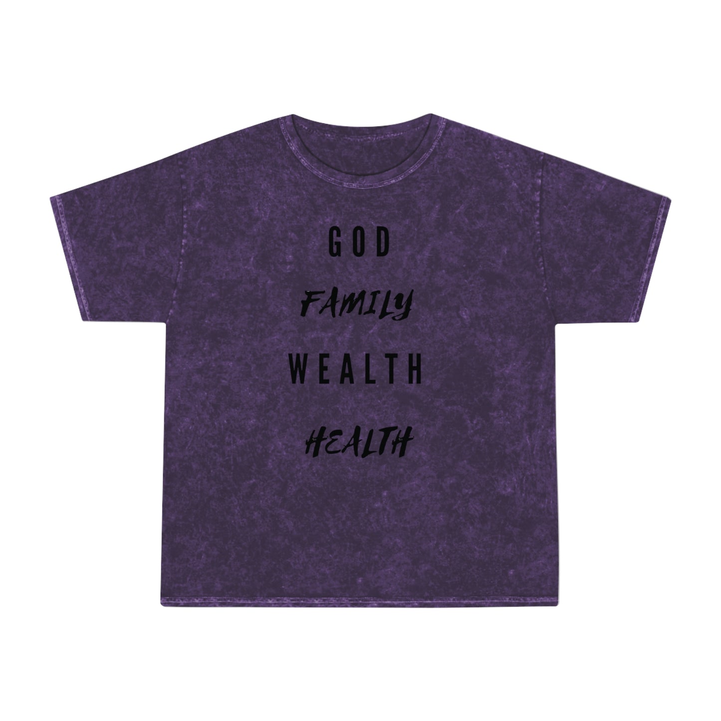 Mighty Lifestyle God Family Wealth Health | Fear God Not Man | Unisex Mineral Wash T-Shirt