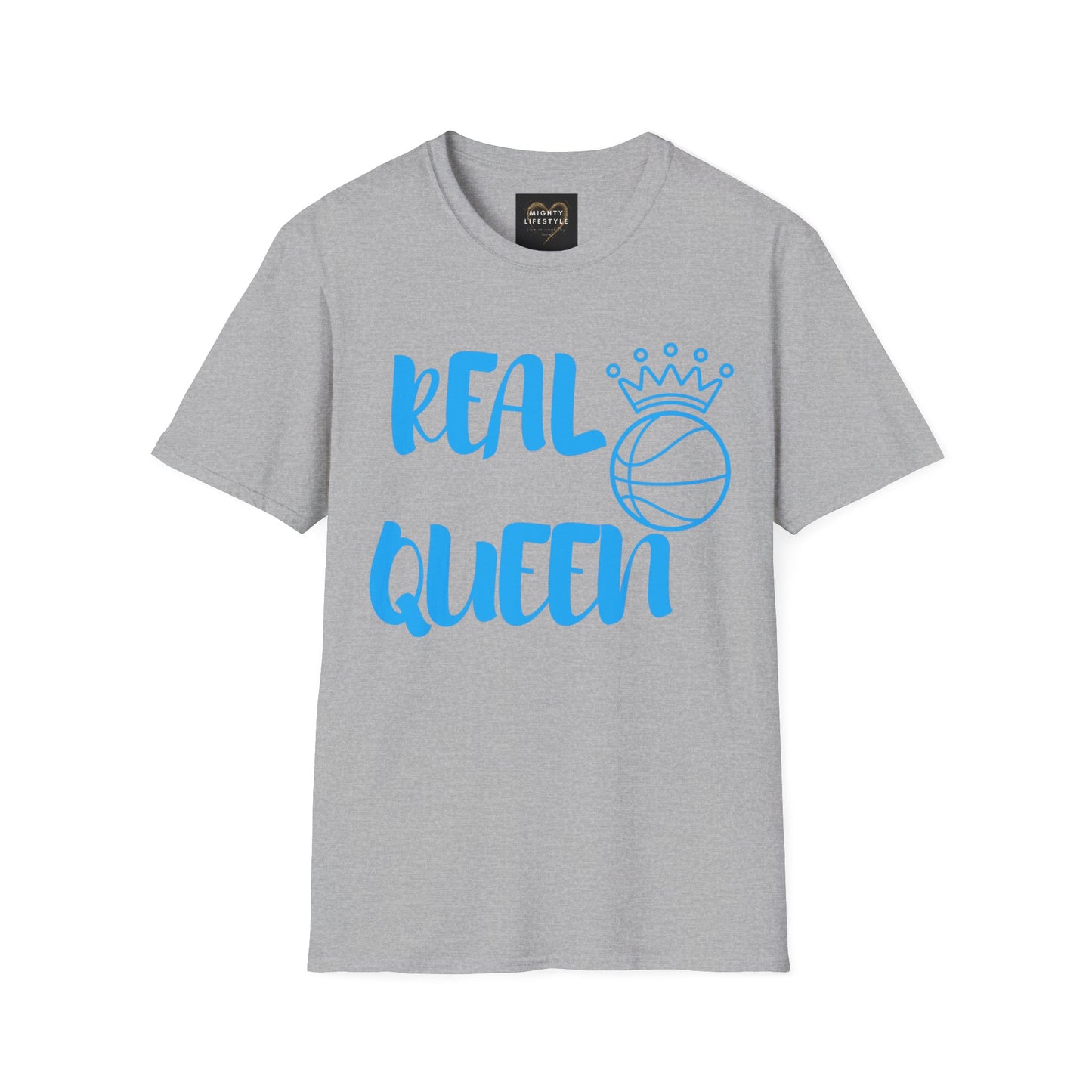 Real Queen  Blue Font | Basketball Shirt | Sports Shirt | Baller Shirt | Mighty Lifestyle |  Softstyle T-Shirt