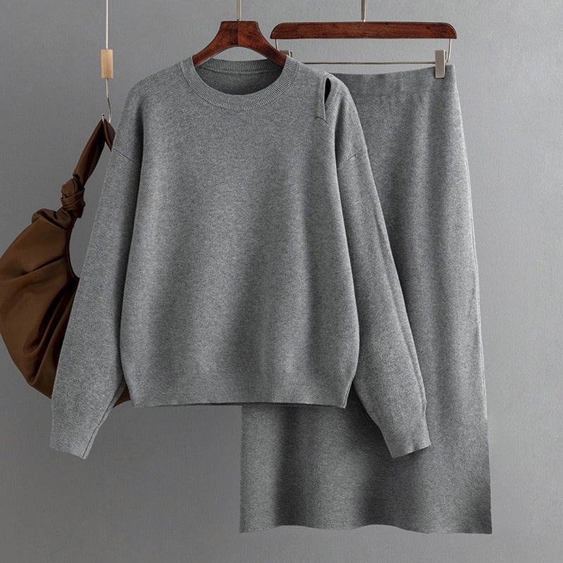 Nicola Sweater Skirt Set | Two Pieces Outfit Women Casual 2 Piece Knit Sweater Skirt Sets Knitted Women Clothing Career Set Office Set Travel Set