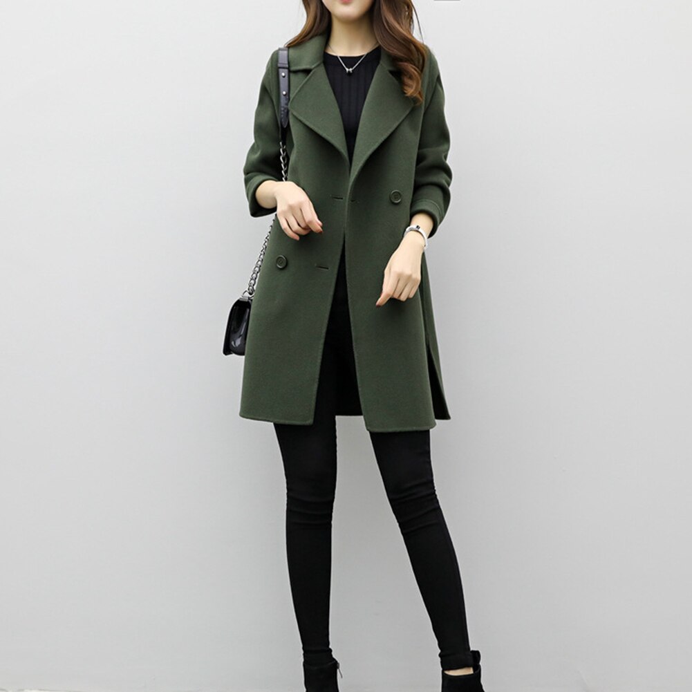 ML Two Breasted Ladies Long Sleeve Loose Suit Coat Jacket Women blazers Female Solid Color Long Suit loose sliming jacket | ML Double-Breasted Women’s Long Coat – Slimming Loose Fit Blazer Jacket | Fall & Winter Fashion for Women