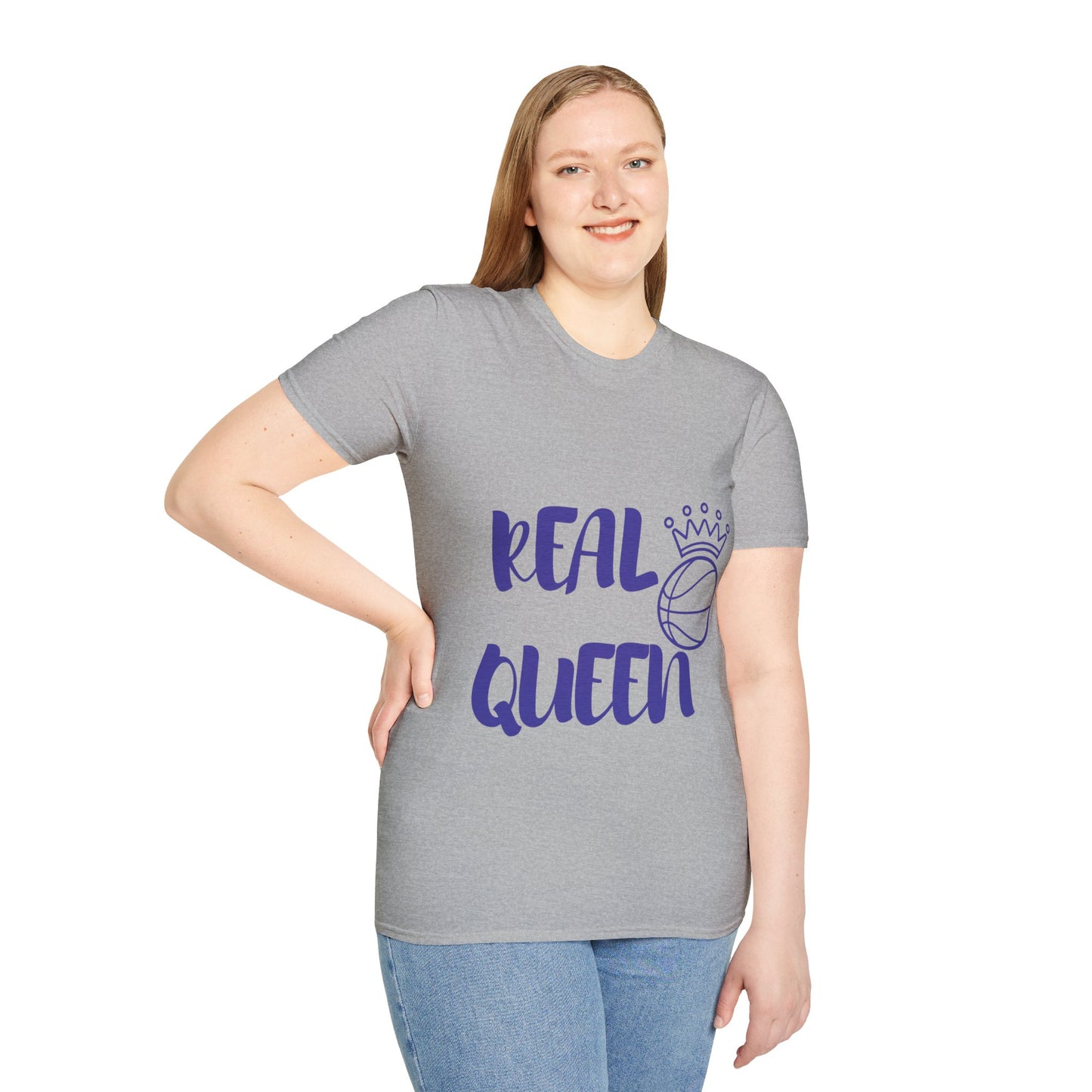 Real Queen Purple Font  | Basketball Shirt | Sports Shirt | Baller Shirt | Mighty Lifestyle |  Softstyle T-Shirt