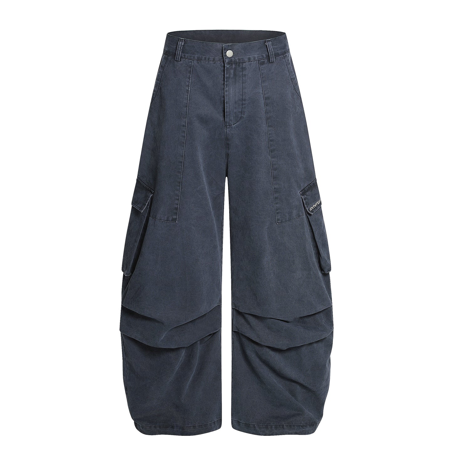 Street Style Washed Tapered Cargo Pocket Denim Long Pants
