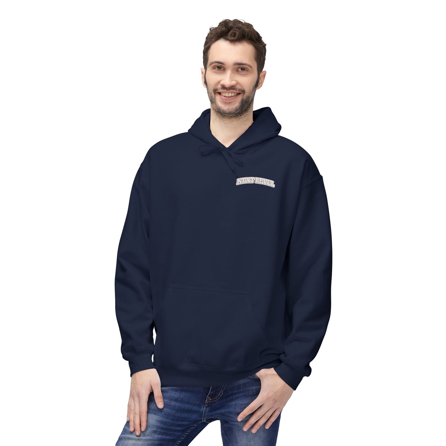 Majestic Vertical Text Hoodie — Minimal White Graphic Pullover Christian Hoodie Godly Hoodie Sports Hoodie Mighty Lifestyle Hoodie