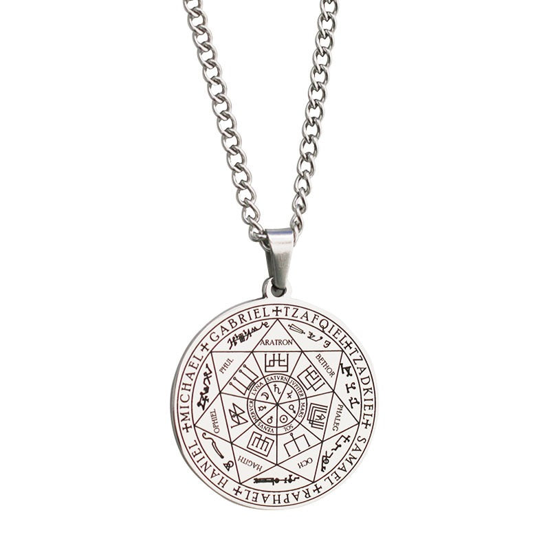 Seven Angels Stainless Steel Necklace | Magic Circle Pendant Accessories Men's Necklace Solomon jewelry