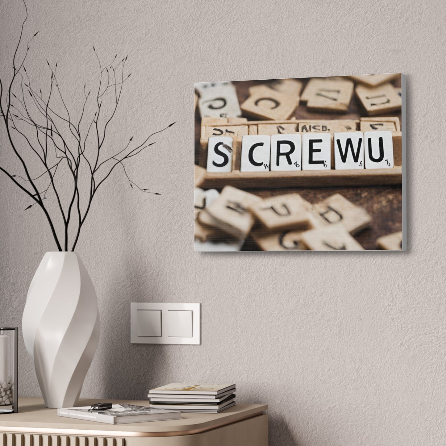 Screw U | Funny Canvas Art | Wall Art | Wall Decor | Office Art | Canvas Stretched, 1.5''