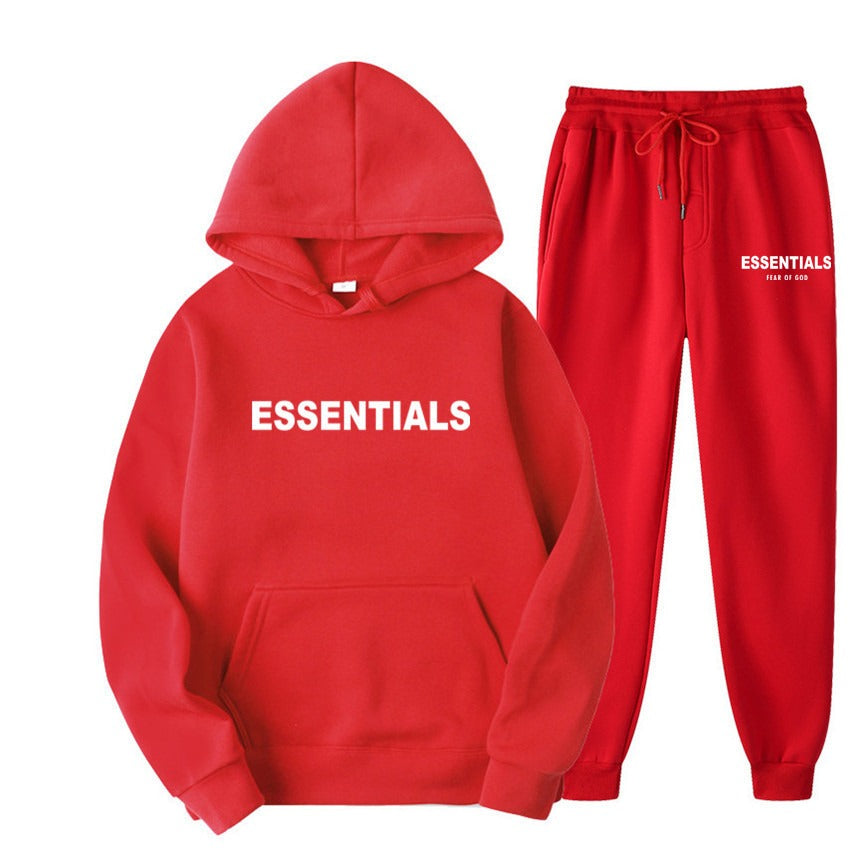 TikTok Viral Essentials-Style Hoodie Set – Oversized Streetwear Sweatsuit for Men & Women | High-Quality Pullover + Sweatpants Tracksuit ESSENTIALS couple suit sweatshirt men and women double line high street fashion brand autumn and winter two-piece suit