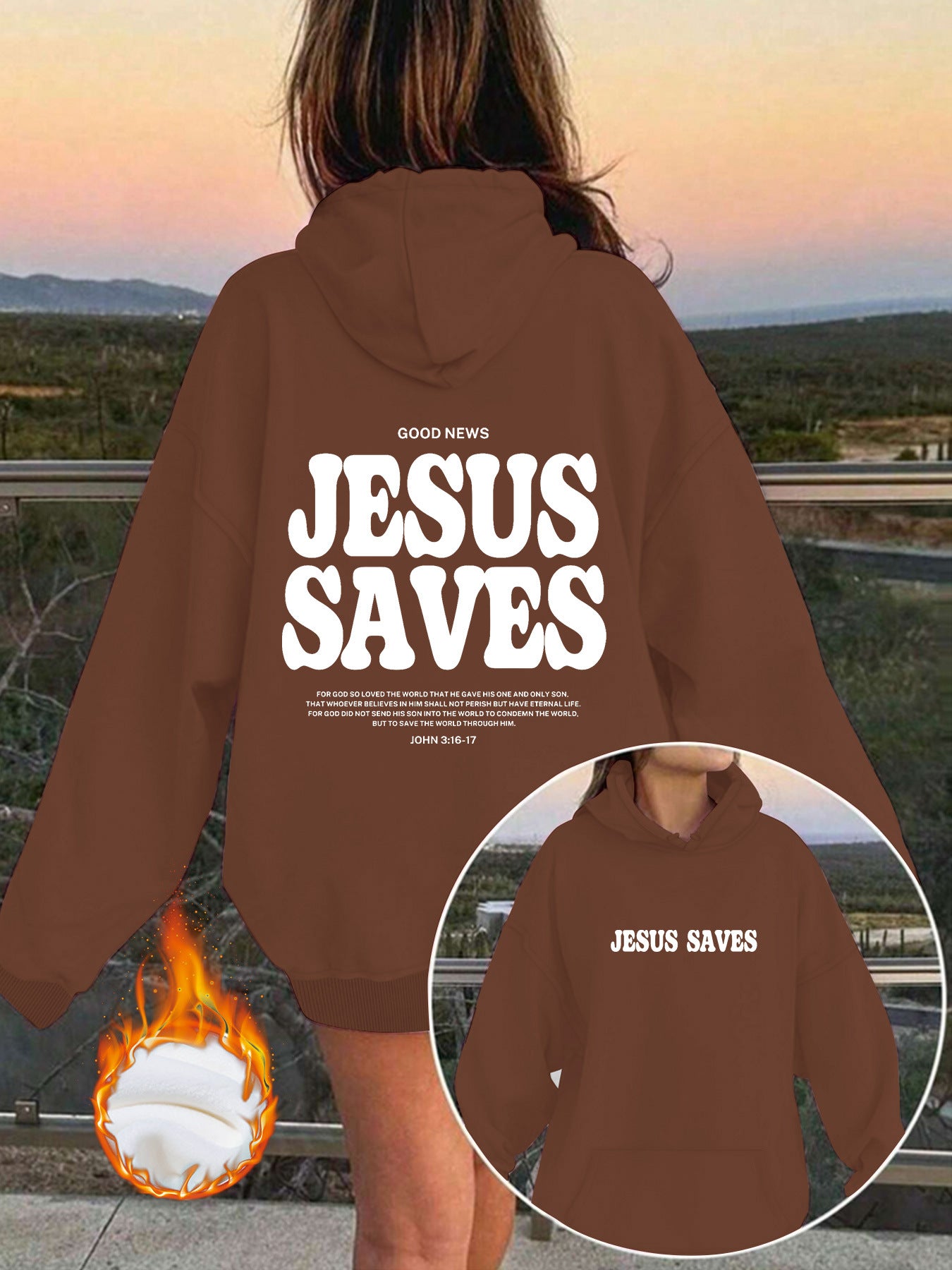 Jesus Saves Hoodie for Women – Christian Faith Pullover Hoodie with Yeshua Message, Relaxed Fit Streetwear Christian Hoodie