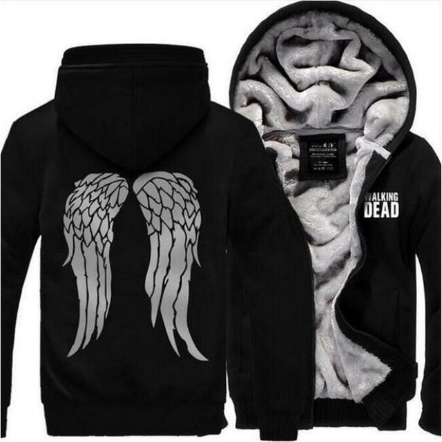 The Walking Dead Hoodie | Hooded Jacket| Hoodie Zombie Daryl Dixon | Halloween Hoodie|Wings Winter Sweatshirts