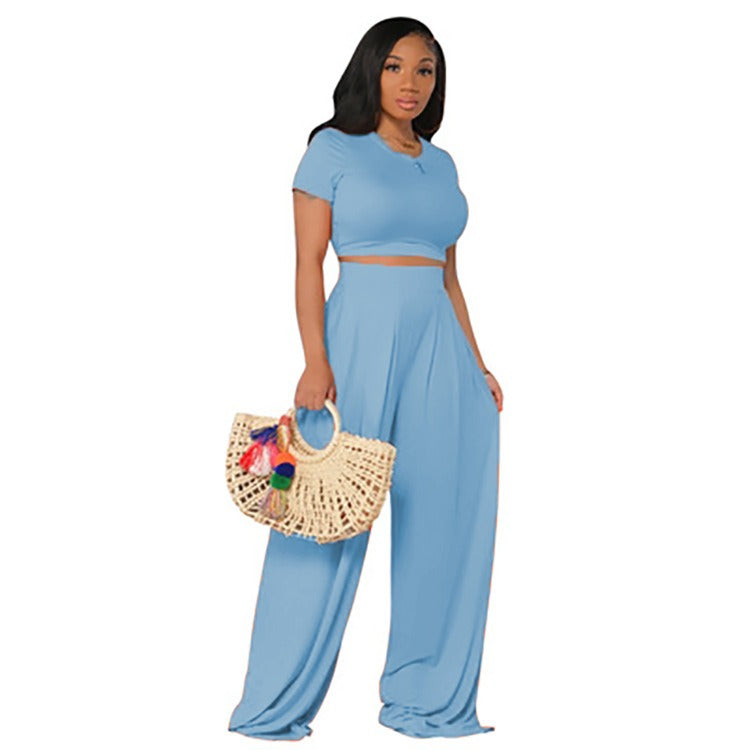 Tika's Spring Set | European and American Large Sized Womens Fashion Casual Wide Leg Two Piece Set for Women