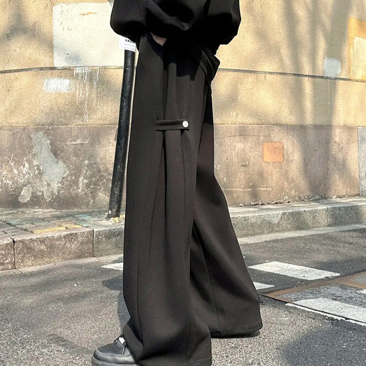 Men’s Grey Deconstruction Wide-Leg Sweatpants – Streetwear Curved Sword Track Pants in Light Gray or Black | Grey deconstruction sport curved sword sweatpants for men in spring