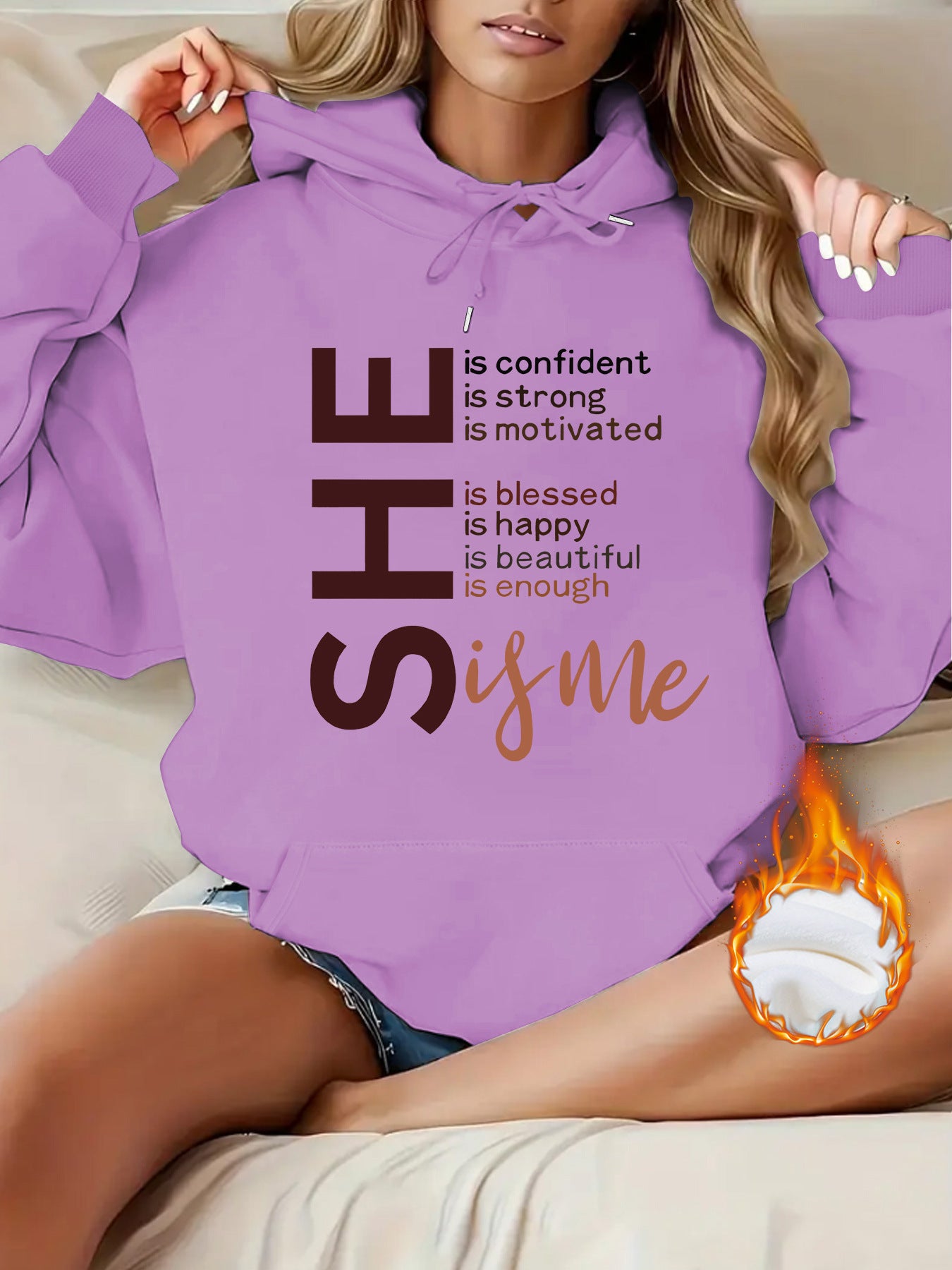 She Affirmations for Teen Girls  and Women Top hoodie letter pattern “Hype Yourself Up” Type of Hoodie