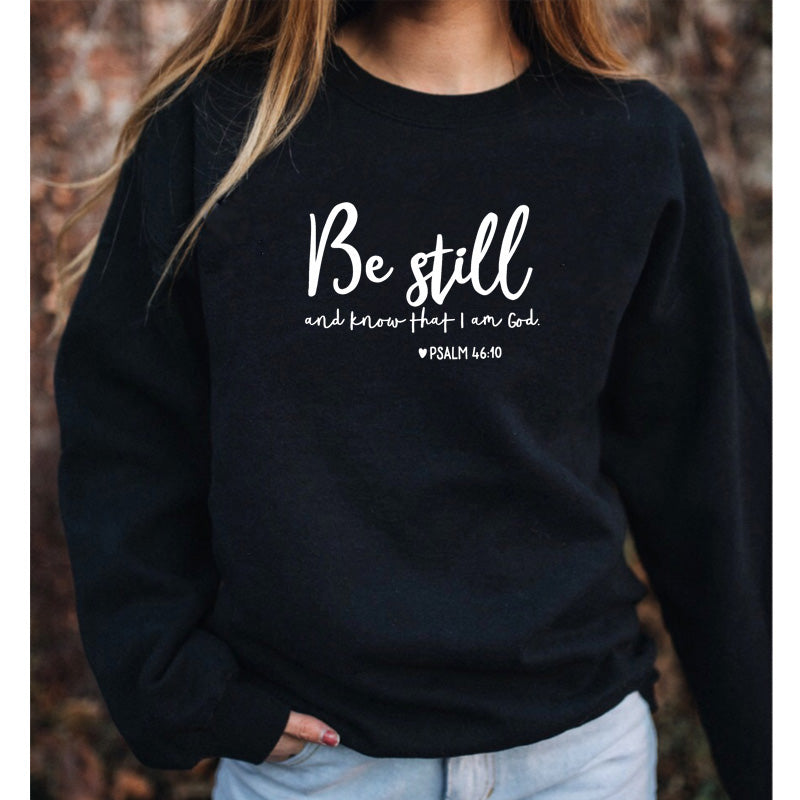 Be Still and Know Sweatshirt – Psalm 46:10 Christian Pullover | Women’s Faith Hoodie | Religious Comfort Crewneck | Spiritual Gift Be Still And Know That I Am God Pslam 46:10 Sweatshirts Women Religious Christian Hoodies Vintage Jesus Faith