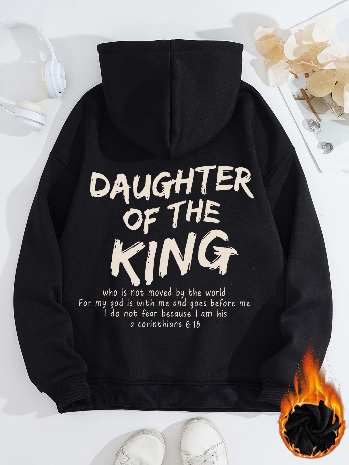Daughter of the King Hoodie – Christian Women’s Fleece Sweatshirt | Faith-Based Kangaroo Pocket Hoodie | Inspirational Jesus Faith  Hoodie Daughter of the King Faith Based Kangaroo pocket hooded long sleeved fleece hoodie top