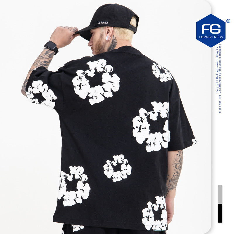 TikTok Viral Men’s Foaming Floral Print T-Shirt – High Street Oversized Hip Hop Short Sleeve Top 
TikTok Viral Trendy Men's Foaming Full Print Floral Flower Shirt High Street Hip Hop Short Sleeve T-Shirt