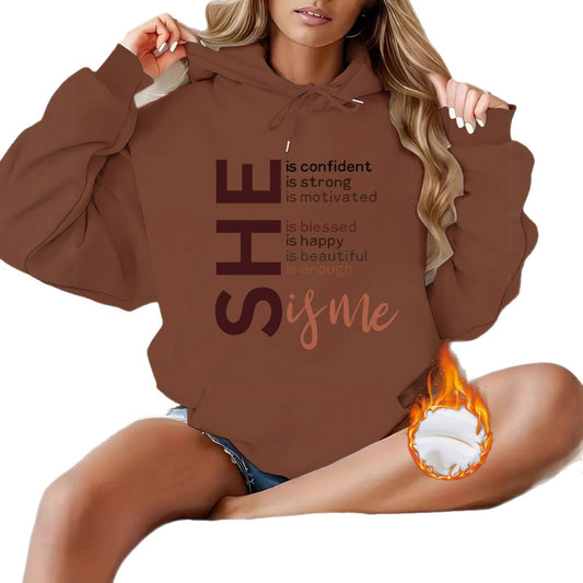 She Affirmations for Teen Girls  and Women Top hoodie letter pattern “Hype Yourself Up” Type of Hoodie