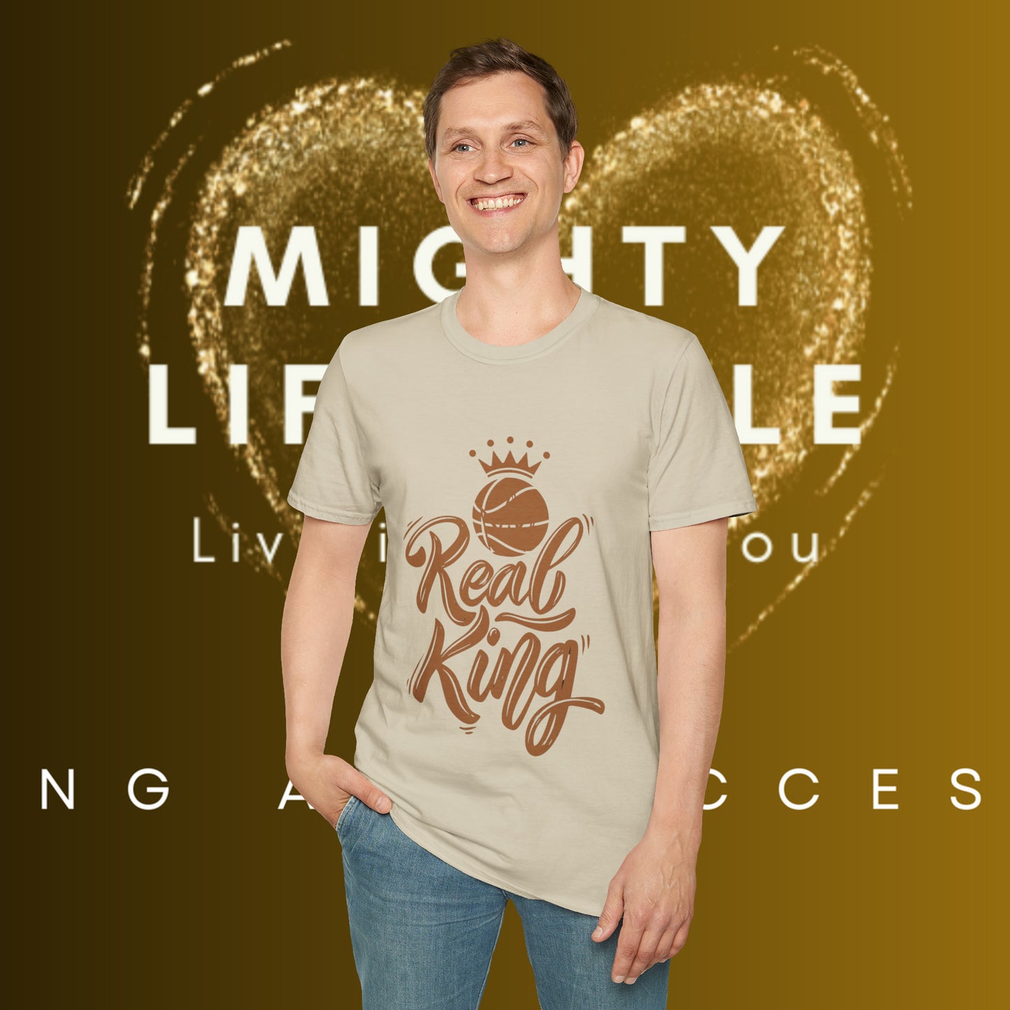 Real King | Basketball Shirt | Men’s Basketball King Shirt | Sports Shirt | Baller Shirt | Mighty Lifestyle |  Softstyle T-Shirt