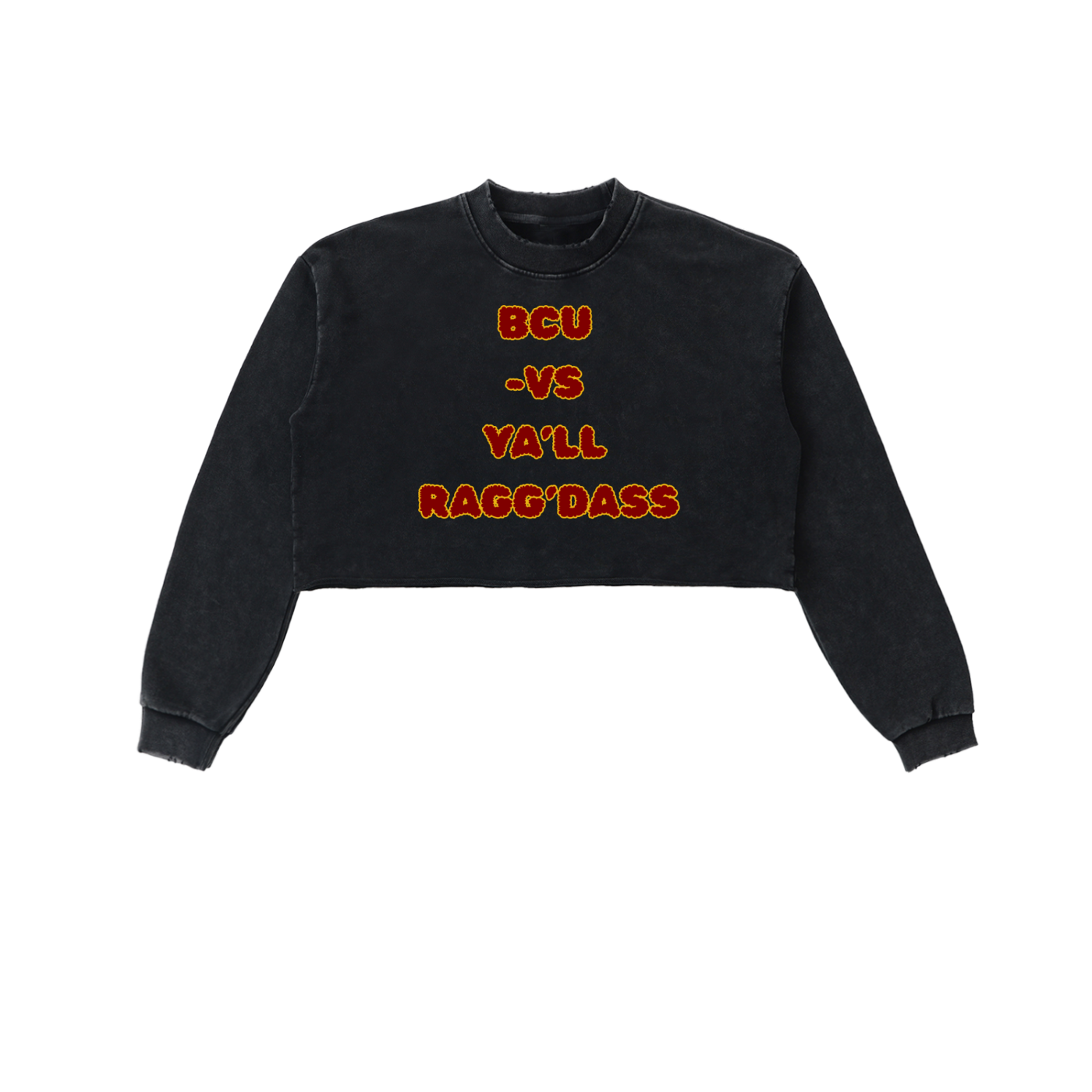 BCU Halter Sweater Bethune Cookman Sweater Snow Washed Raw Edge Cropped Sweatshirt | RAGG’DASS