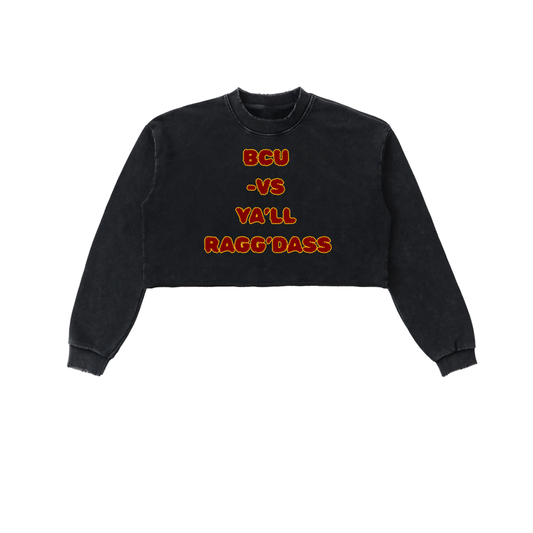 BCU Halter Sweater Bethune Cookman Sweater Snow Washed Raw Edge Cropped Sweatshirt | RAGG’DASS