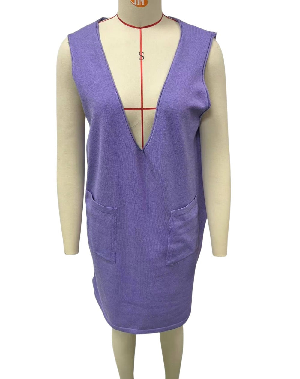 Knitted Medium Long Double Sided Vest Skirt Autumn/Winter  Solid Color Sleeveless Versatile Dress