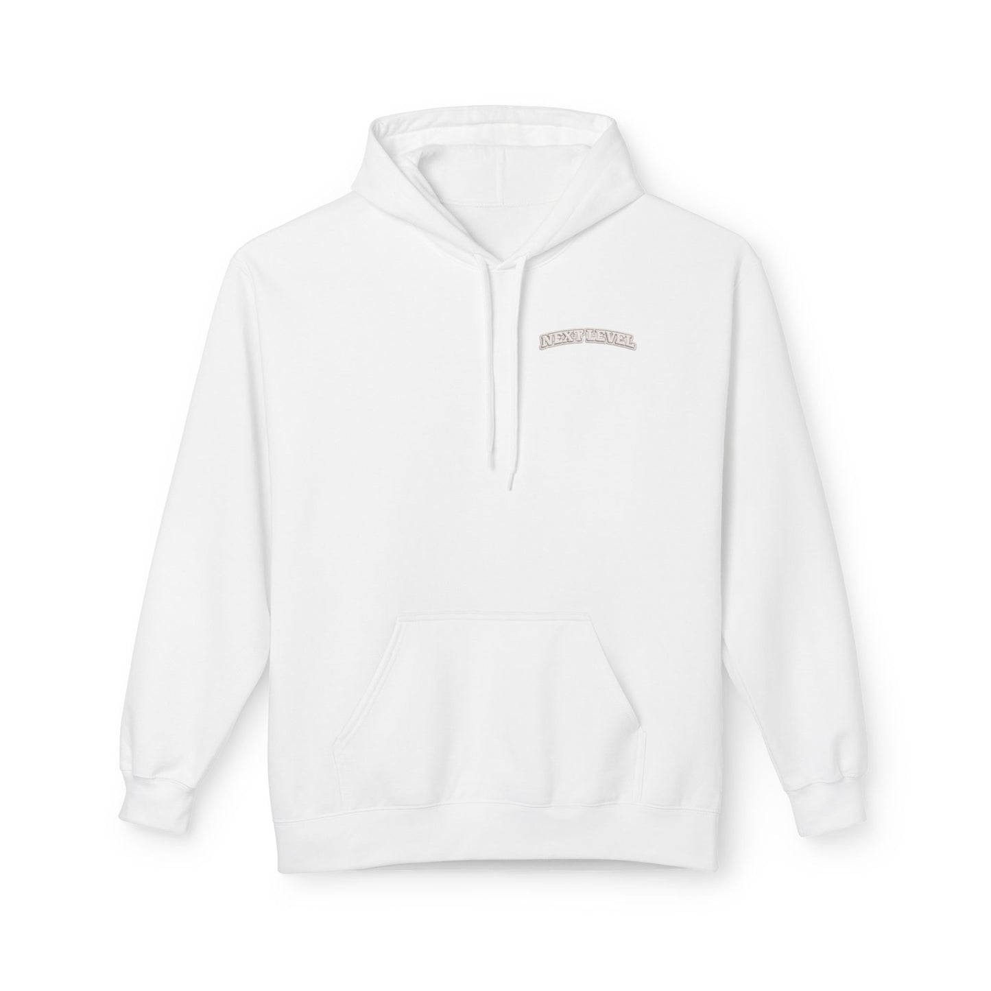 Majestic Vertical Text Hoodie — Minimal White Graphic Pullover Christian Hoodie Godly Hoodie Sports Hoodie Mighty Lifestyle Hoodie